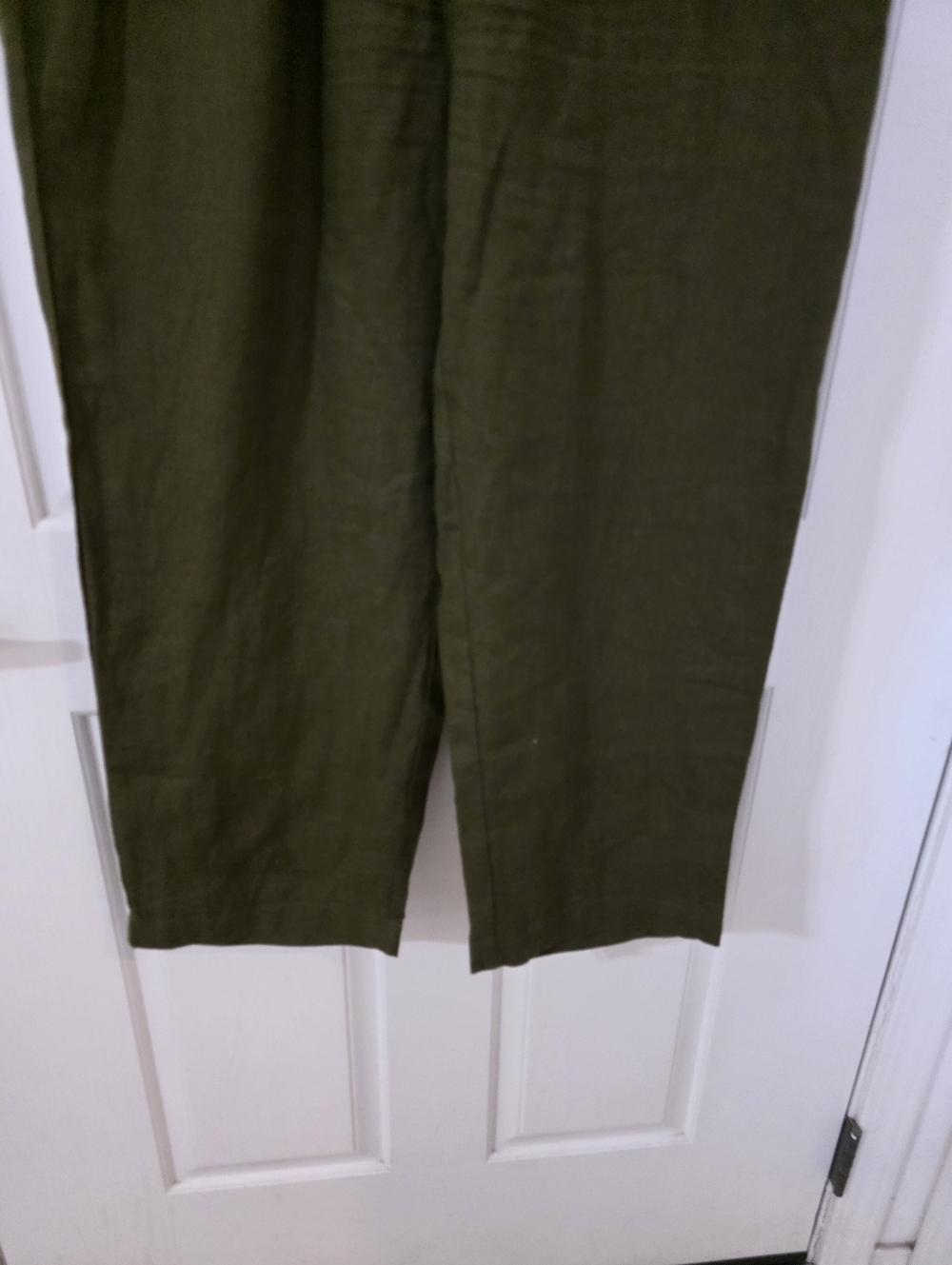 Quince Womens Green Linen Pull on Wide Leg Crop Pant Travel Minimalist Career - Picture 3 of 11